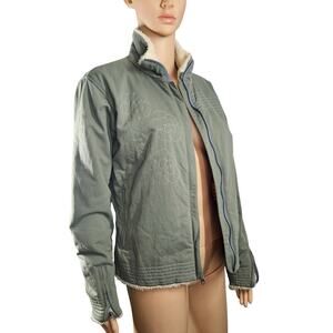 Green Mountain Hardwear Nylon Embroidered Flower Jacket Shearling Collar Small